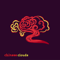 Chinese cloud vector illustration. Modern style red Chinese cloud.