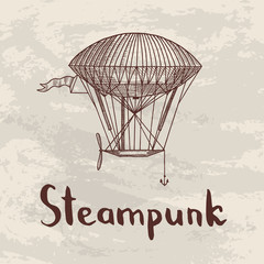 Fototapeta premium Vector steampunk hand drawn airships