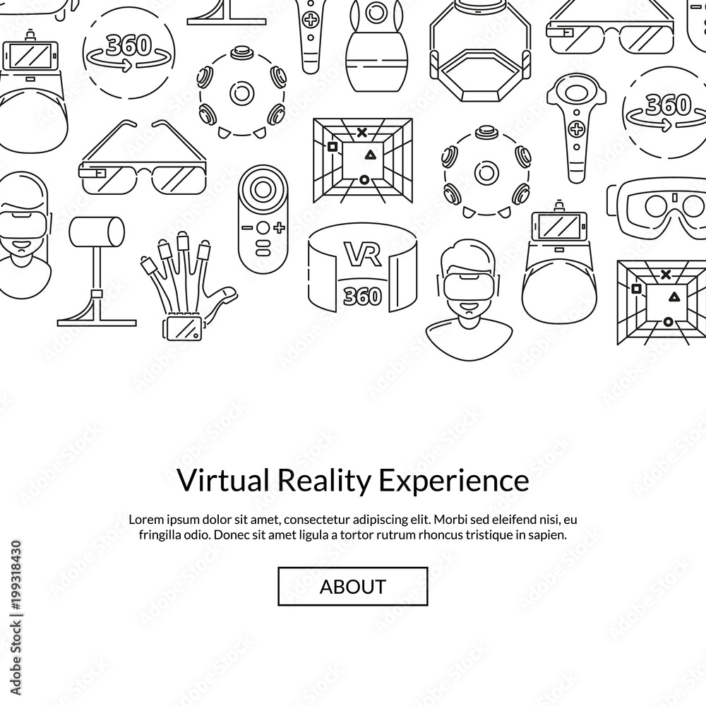 Poster vector background with linear style virtual reality elements