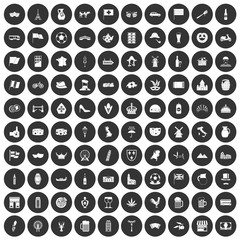 100 europe countries icons set black circle
