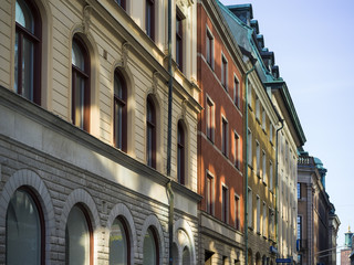 Fototapeta na wymiar Faade of traditional buildings in city, Stockholm, Sweden