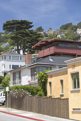 Fototapeta na wymiar Sausalito California houses on a hill.