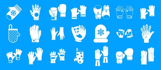 Gloves icon blue set vector