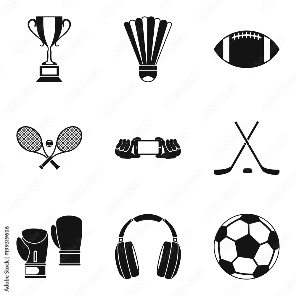 Poster image data icons set, simple style