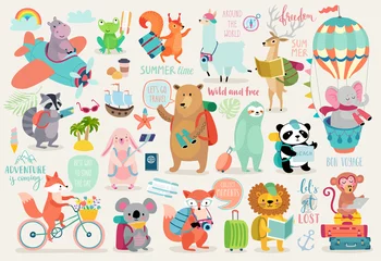 Reisen Tiere handgezeichneten Stil, Kalligrafie und andere Elemente. © avian