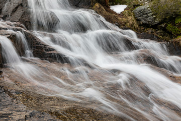 Waterfall from snow melt in the mountains of Madrid, Spain