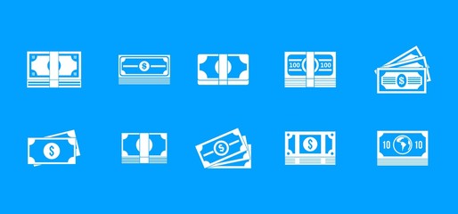 Dollar icon blue set vector