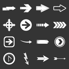 Arrow icons set grey vector