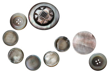 pearl buttons isolated on white background
