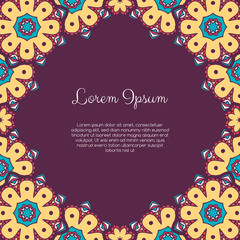 Fototapeta premium Invitation or greeting card template with abstract ornament. Hand drawn vector illustration