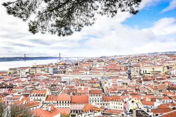 Fototapeta premium view of lisbon from top of the castle of sao jorge
