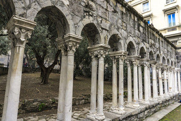 St Andrew cloister ruins in Genoa, Italy