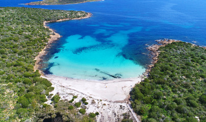 Luftaufnahme Spiaggia del Relitto, Caprera, Sardinien 
