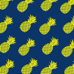 Pattern of yellow pineapple on blue. design graphic.