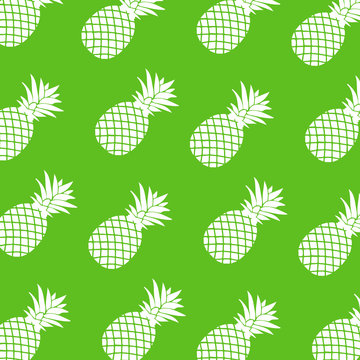 Pattern of white pineapple on green. design graphic