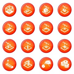 3d printing icons set red vector