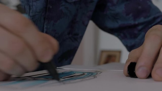 Close up of a hand drawing