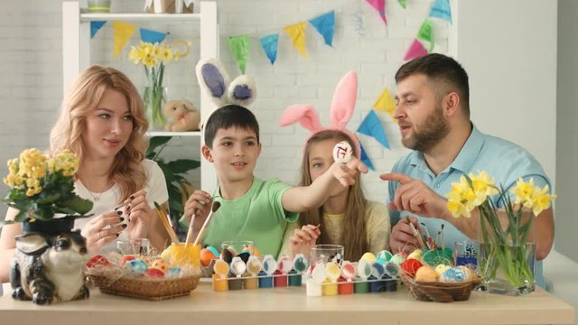Kids wearing bunny ears on Easter day