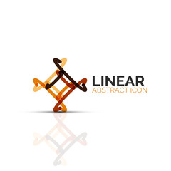 Abstract flower or star minimalistic linear icon, thin line geometric flat symbol for business icon design, abstract button or emblem