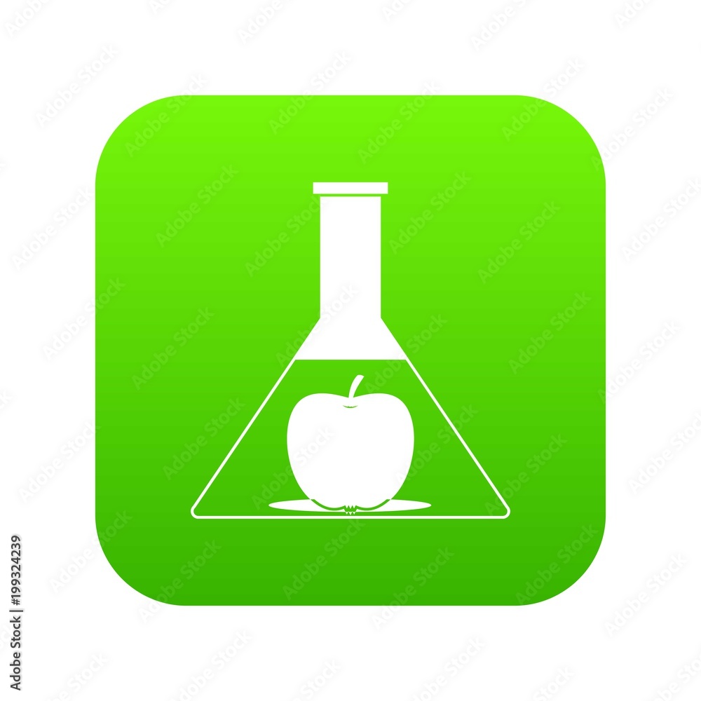 Poster test flask with apple icon digital green