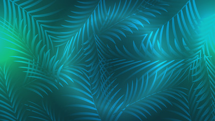 Exotic Palm Leaves Summer Tropical Design Flyer - Vector Illustration.