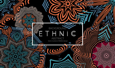 Ethnic banners template with floral Mandala ornament.