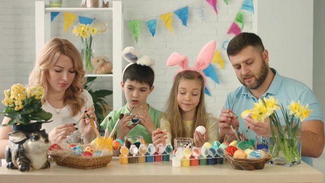 Family preparation for easter indoors