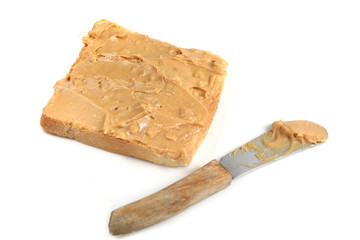 sandwich with peanut butter on white background