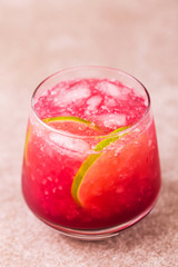 Alcoholic cocktail sour cherry gin or porch crawler. Lemonade.