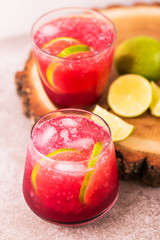 Alcoholic cocktail sour cherry gin or porch crawler. Lemonade.