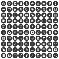 100 folder icons set black circle
