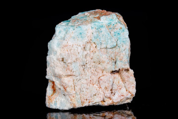 Macro mineral stone Amazonite on black background