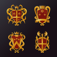 Vintage victorian shields with crown