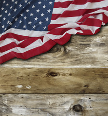 American flag on boards