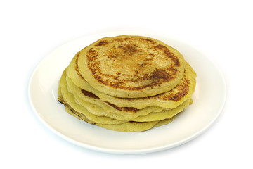 Pancakes on white background