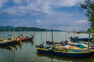 Boats on the river at Perak, Malaysia