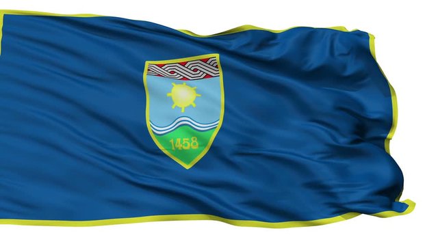 Zepce flag, city of Bosnia Herzegovina, realistic animation isolated on white seamless loop - 10 seconds long (alpha channel is included)