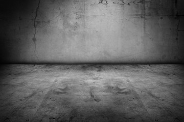 Empty room grey concrete floor and wall