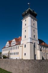 Fototapeta premium Schloss Delitzsch mit Schlossmauer - Schlossturm