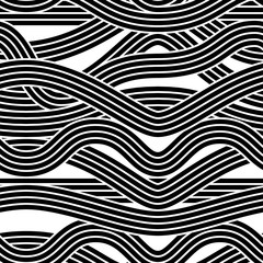 Seamless abstract noodle wavy pattern. Endless vector illustration.
