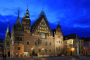 Fototapeta na wymiar The historic Town Hall of Wroclaw in Silesia, Poland