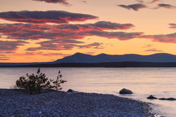 Lake Femunden, Norway, sunset and sunrice, Femundsmark N.P., 