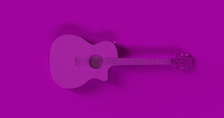 Purple Electric Acoustic Guitar 3d illustration	