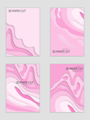 Abstract banner template with 3D paper cut art