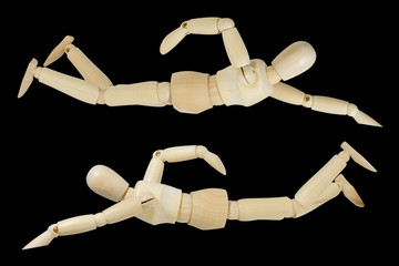 Wooden mannequin.