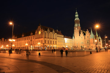 Fototapeta na wymiar The historic marketplace in Wroclaw, Silesia, Poland