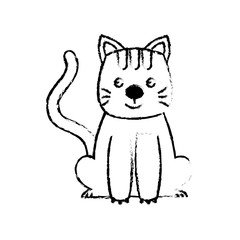 sweet kitty sitting cartoon animal patch vector illustration sketch