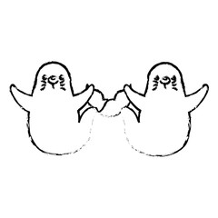 cute two seal cartoon sea life vector illustration sketch