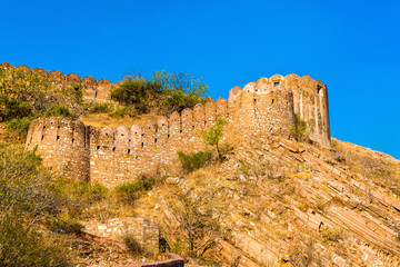 Fototapeta na wymiar Walls of Nahagarh Fort at Jaipur - Rajasthan, India