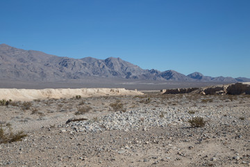Fototapeta na wymiar Desert landscape with mountains in background, Nevada, USA.